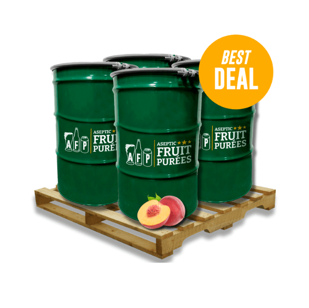 Peach - 4 Drum bundle (unit $400) Drum weight 496 lbs - AFP | Aseptic Fruit Purees