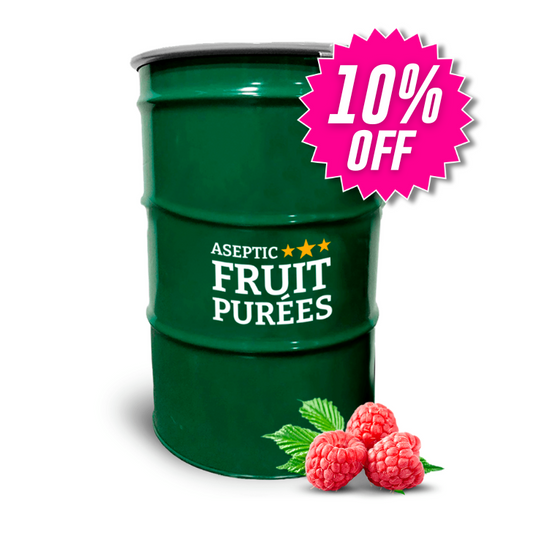 440 Lbs Raspberry Aseptic Fruit Purée Drum