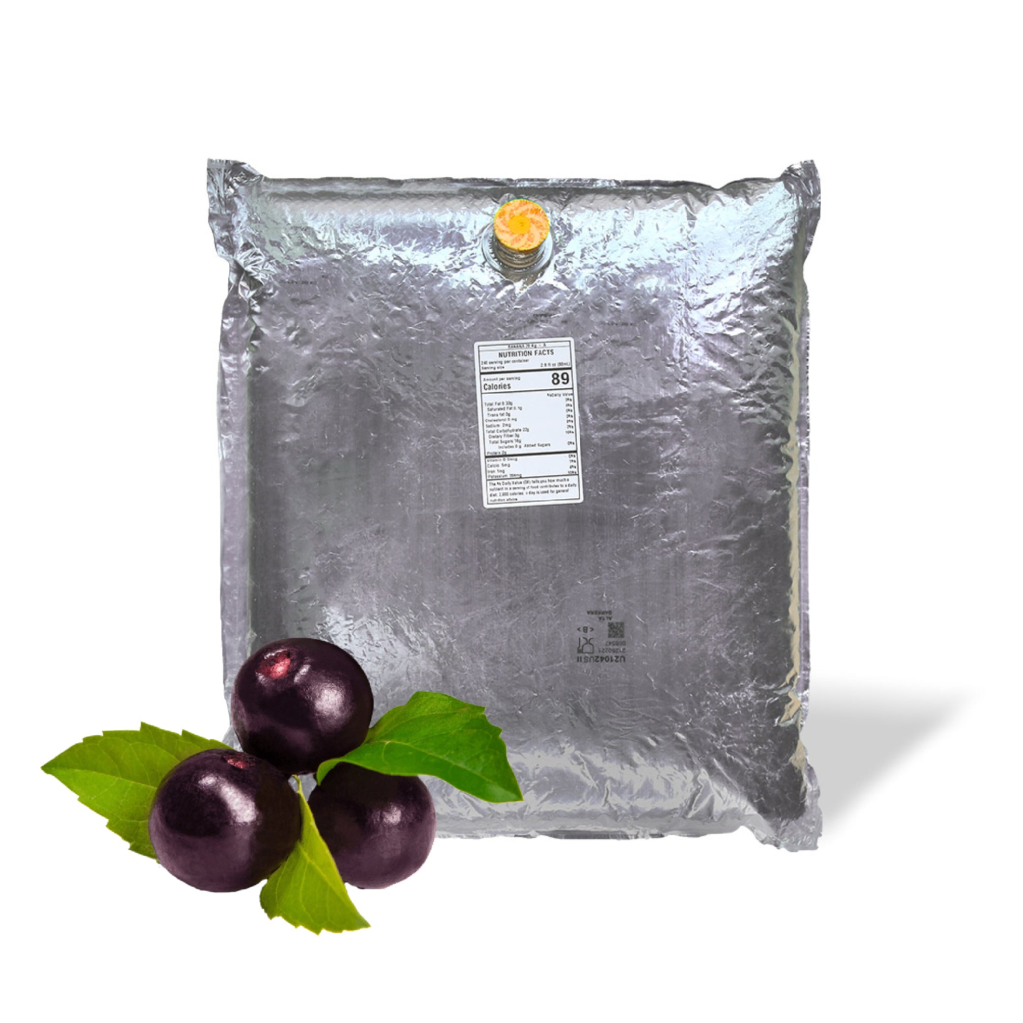 Acai Berry Aseptic Fruit Purée Bag - Fresh non-GMO acai berries in a convenient, no sugar added puree, perfect for breweries and fruit puree industry applications.